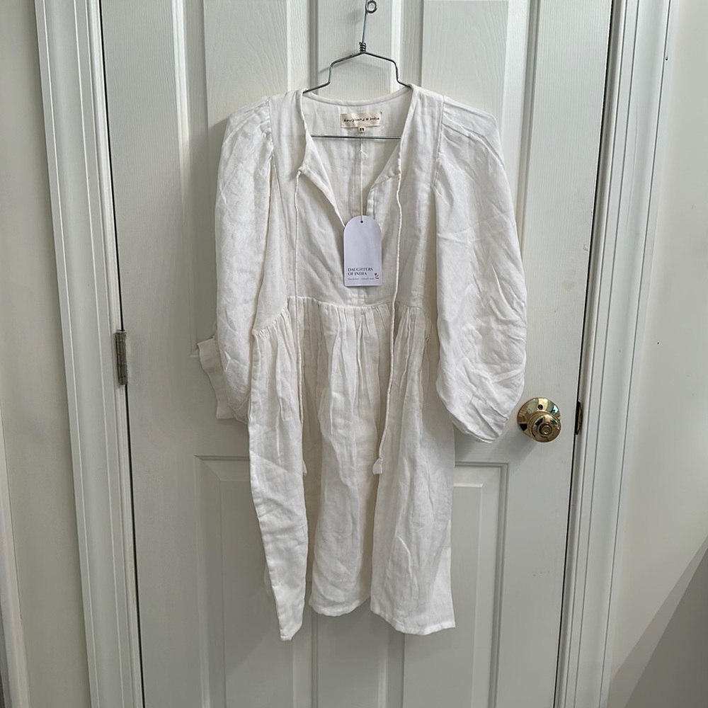Daughters of India Kyra mini dress in white gauze size xs NWT